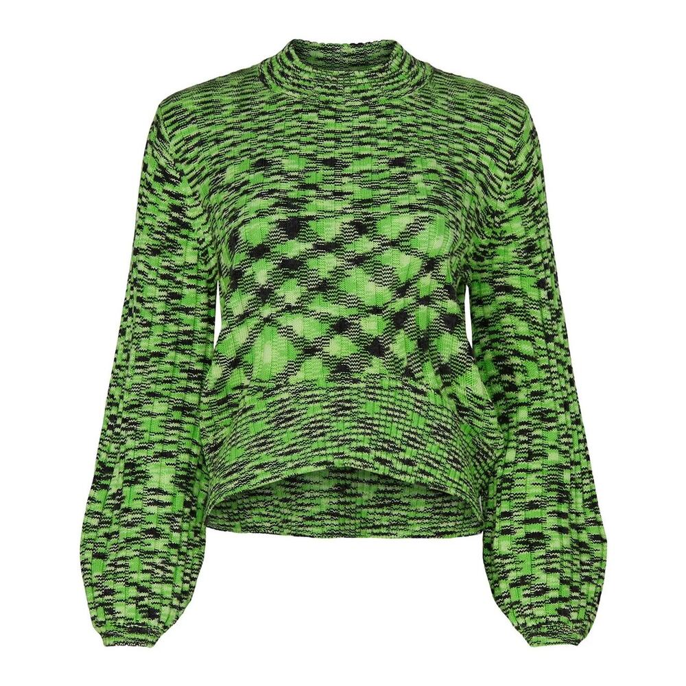 BlankNYC The Clash Sweater Long Puff Sleeve Green Black Womens XS